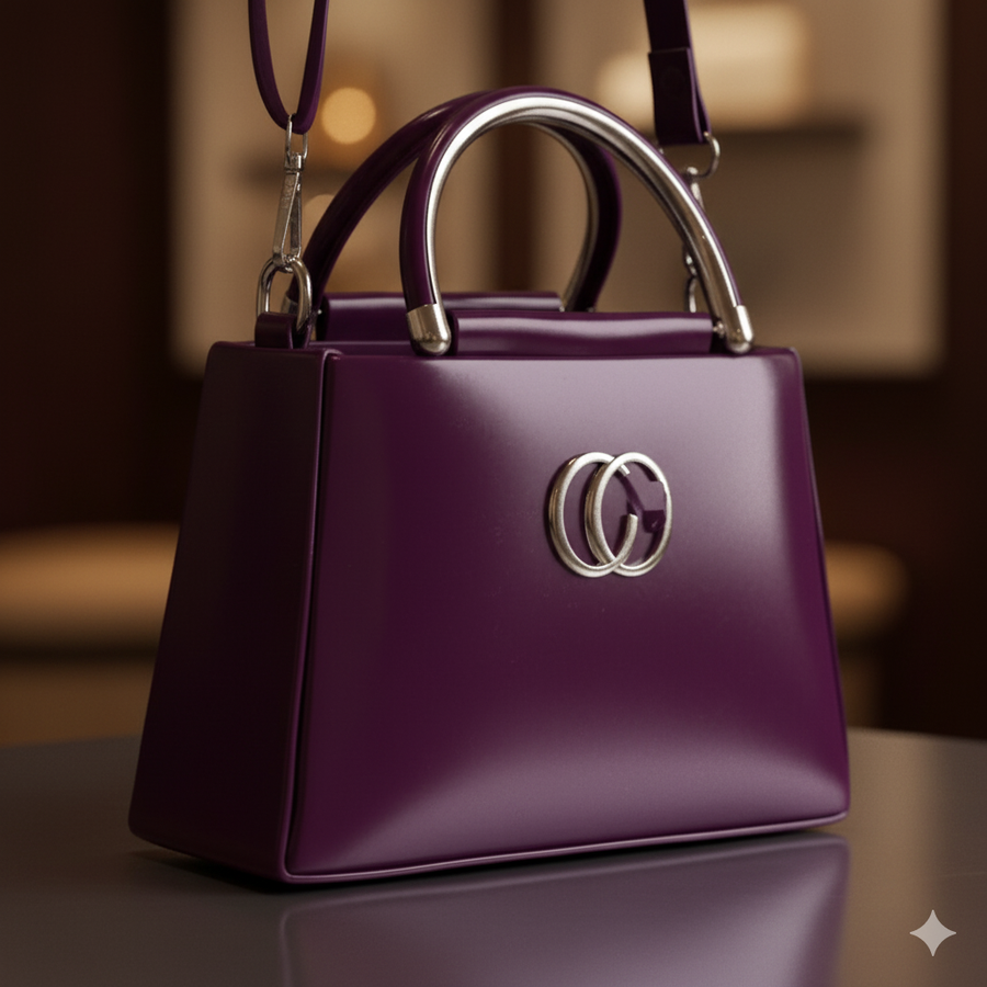 Designer Handbag with gold accents and detachable strap