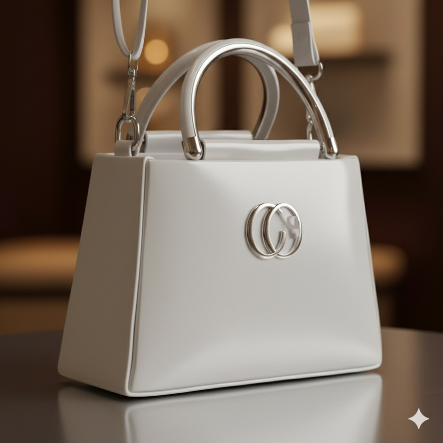 Designer Handbag with gold accents and detachable strap