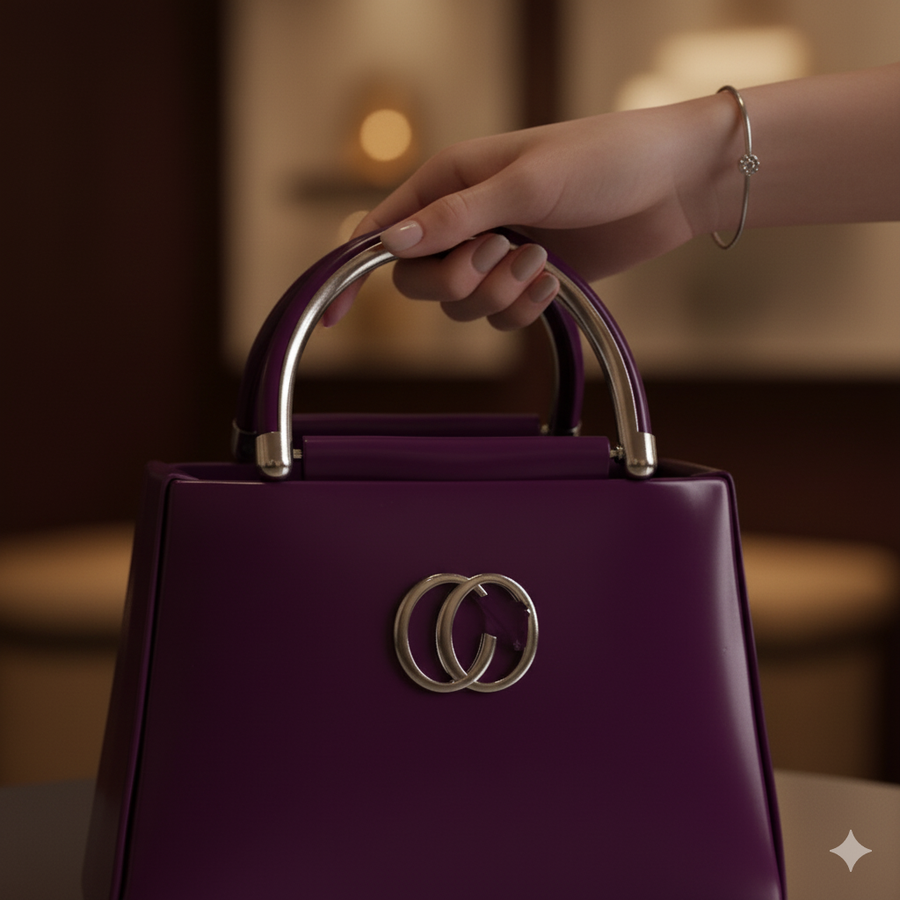 Designer Handbag with gold accents and detachable strap